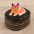 Papier mache and wood decorative box, 'Feline Friend' - Hand-Painted Cat Papier Mache and Wood Decorative Box thumbail