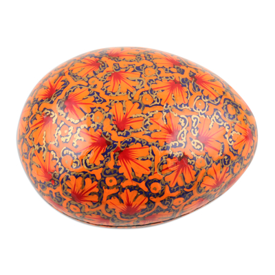 Eierkarton aus Pappmaché, (3 Zoll) - Indien Handgefertigte Orangenblatt-Pappmaché-Box (3 Zoll)