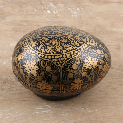 Eierkarton aus Pappmaché - Indien Handgefertigte goldene Blatt-Pappmaché-Box (7,6 cm)
