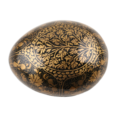 Eierkarton aus Pappmaché - Indien Handgefertigte goldene Blatt-Pappmaché-Box (7,6 cm)