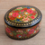 Papier mache and wood decorative box, 'Summer Bouquet' - Floral Papier Mache and Wood Oval Decorative Box
