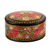 Deko-Box aus Pappmaché und Holz - Ovale dekorative Box aus Pappmaché und Holz mit Blumenmuster
