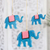 Holzornamente, (3er-Set) - Handbemalte blaue Elefanten-Holzornamente (3er-Set)