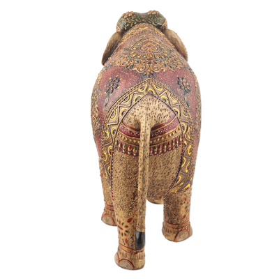 Wood sculpture, 'Royal Elephant of Delhi' - Wood Sculpture Hand-Painted in India