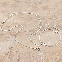Conjunto de joyas de plata de ley, (par) - Conjunto de joyería de collar y pulsera de plata esterlina (par)