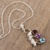 Rhodium-plated multi-gemstone pendant necklace, 'Three of a Kind' - Rhodium-Plated Garnet and Amethyst Pendant Necklace (image 2b) thumbail