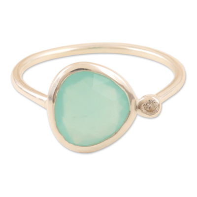 Sterling Silver Chalcedony Cocktail Ring from India