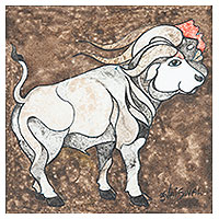 'Mahishasura' - Indian Acrylic Buffalo Painting on Canvas