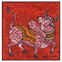 „Bull Power“ – Acrylgemälde auf Leinwand mit Bullenmotiv