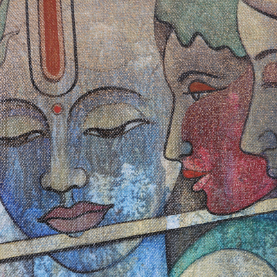 'Musical Krishna' - Hindu-Themed Acrylic Painting