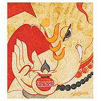 'Chintamani' - Hindu-Themed Acrylic Painting from India