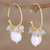 Gold-plated cultured pearl and labradorite half-hoop earrings, 'Sumptuous Soiree' - Gold-Plated Pearl and Labradorite Half-Hoop Earrings (image 2) thumbail