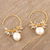 Gold-plated cultured pearl and labradorite half-hoop earrings, 'Sumptuous Soiree' - Gold-Plated Pearl and Labradorite Half-Hoop Earrings (image 2b) thumbail