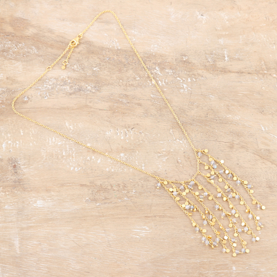 Collar cascada de labradorita bañada en oro - Collar artesanal con cascada de labradorita bañada en oro