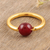 Gold-plated ruby single stone ring, 'Return to Saturn in Red' - Gold-Plated Ruby Single Stone Ring from India (image 2) thumbail