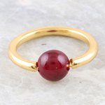 Gold-plated ruby single stone ring, 'Return to Saturn in Red' - Gold-Plated Ruby Single Stone Ring from India