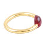 Gold-plated ruby single stone ring, 'Return to Saturn in Red' - Gold-Plated Ruby Single Stone Ring from India