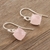 Rose quartz dangle earrings, 'Heaven Sent' - Natural Rose Quartz Earrings from India (image 2b) thumbail