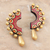 Ceramic dangle earrings, 'Colorful Crescent' - Hand-Painted Ceramic Earrings