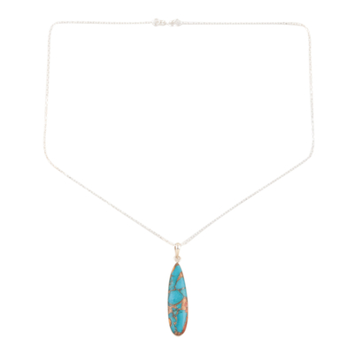 Sterling silver pendant necklace, 'Blue Oasis' - Pendant Necklace with Composite Turquoise