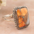 Oyster turquoise cocktail ring, 'Earth's Glow' - Oyster Turquoise Single Stone Ring in Warm Colors (image 2b) thumbail