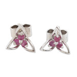 Ruby stud earrings, 'Kerala Bougainvillea' - Genuine Ruby Stud Earrings