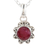 Ruby pendant necklace, 'Gracious Flower' - July Birthstone Ruby Necklace (image 2c) thumbail