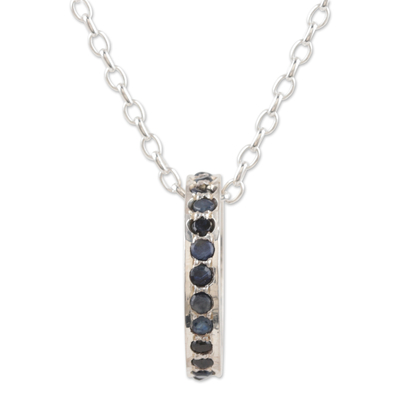 Artisan Crafted Blue Sapphire Rhodium Plated Silver Necklace