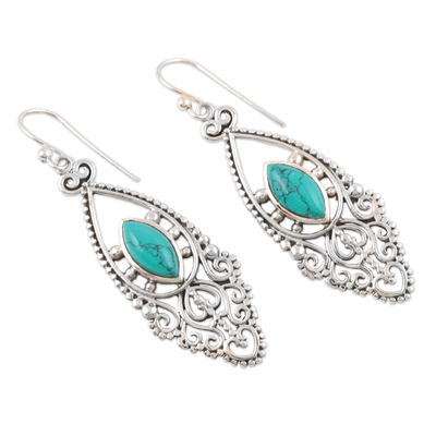 Sterling silver dangle earrings, 'Baroness' - Handcrafted Sterling Silver Earrings from India