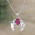 Ruby pendant necklace, 'Treasure Garden' - 14-Carat Ruby Pendant Necklace