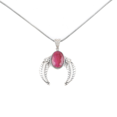 Ruby pendant necklace, 'Treasure Garden' - 14-Carat Ruby Pendant Necklace
