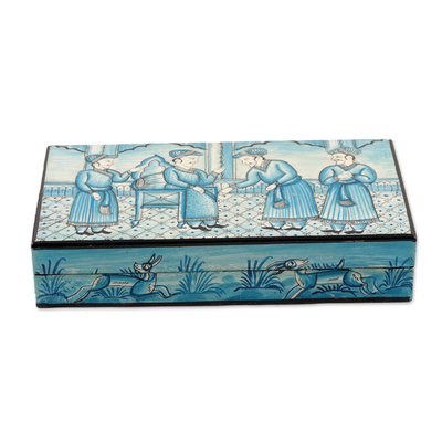 Dekorative Schachtel aus Pappmaché - Handbemalte dekorative Schachtel aus Pappmaché