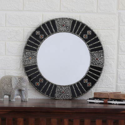 Embossed metal wall mirror, Floral Dreams