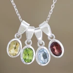 Gemstone pendants necklace, 'Harmony' - Assorted Gemstone Pendant Necklace Set