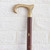 Wood and brass walking stick, 'Garden Stroll' - Mango Wood and Brass Walking Stick with Floral Motif