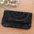 Embellished silk clutch, 'Midnight Glamour' - Artisan Crafted Beaded Silk Clutch from India