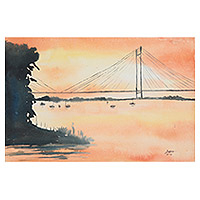 'River Ganga' - Watercolor Painting on Handmade Paper