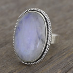 Rainbow moonstone cocktail ring, 'Sweet Glory' - Rainbow Moonstone Single Stone Cocktail Ring