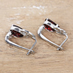 Rhodium-plated garnet and cubic zirconia drop earrings, 'Red Glam' - Rhodium-Plated Drop Earrings with Garnet and Cubic Zirconia