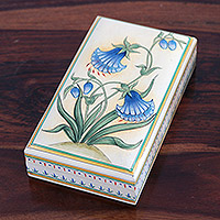 Papier mache jewelry box, 'Bluebells' - Hand-Painted Floral Jewelry Box
