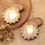 Portavelas de madera para velas pequeñas, (par) - Portavelas hechos a mano con motivo Paisley (par)