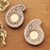 Wood tealight candle holders, 'Paisley Glow' (pair) - Mango Wood Paisley Tealight Candle Holders (Pair)