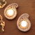 Wood tealight candle holders, 'Paisley Glow' (pair) - Mango Wood Paisley Tealight Candle Holders (Pair)