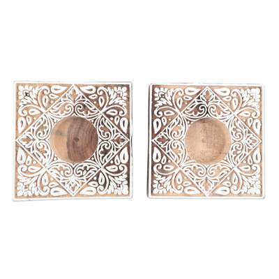Artisan Crafted Tealight Candle Holders from India (Pair)