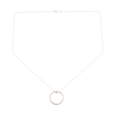 Halskette mit Rubinanhänger - Von Hand gefertigte Halskette aus rhodiniertem Rubinsilber