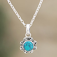 Sterling silver pendant necklace, 'Gracious Flower'