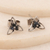 Sapphire stud earrings, 'Cool Petals' - Genuine Sapphire Flower Earrings (image 2) thumbail