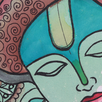 „Aradhika“ – hinduistisch inspirierte Mixed-Media-Malerei