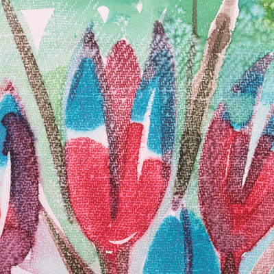 'Tulip' - Multicoloured Floral Painting from India