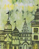 'Temple' - Original Signed Acrylic Painting from India